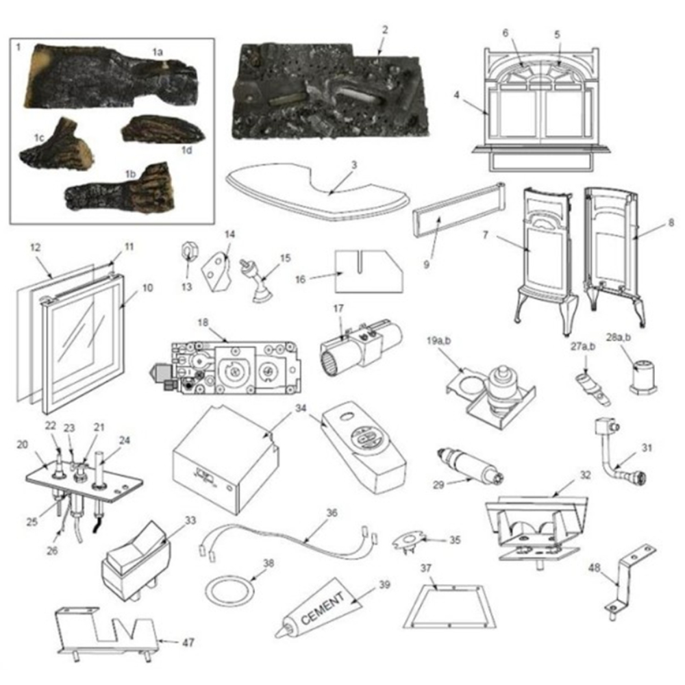 Stardance SDDVT Vermont Castings Gas Direct Vent Stove Parts