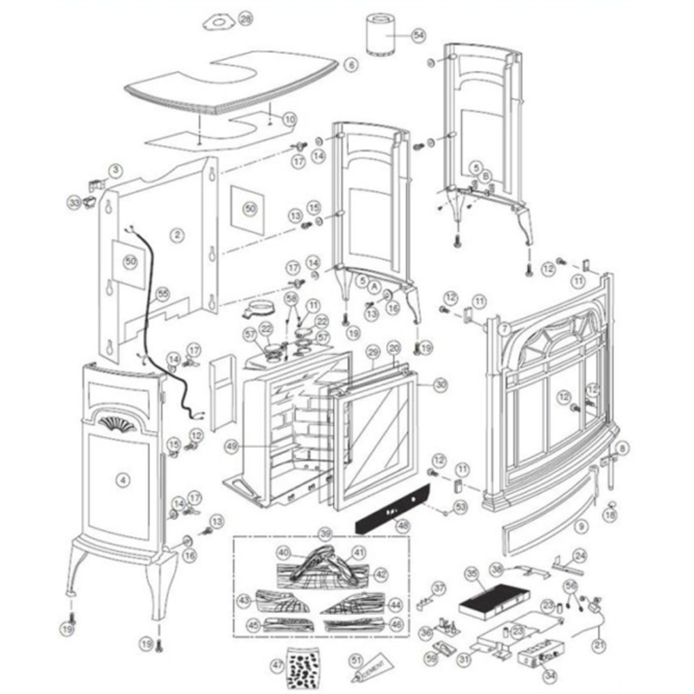 Stardance SDV30 Vermont Castings Gas Direct Vent Stove Parts
